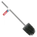 tesa Silikon-WC-Bürste - hygienische Ersatz-Toilettenbürste zur Verwendung in Allen tesa WC-Bürstengarnituren - Griff aus verchromtem Metall - Dunkelgrau - 37,4 x 7,1 x 7,4 cm