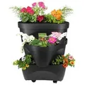 Erdbeertopf Pflanzturm Blumentopf Hoch Pflanzsäule Kräutertopf Balkon Pflanzkübel Anthrazit Kräuterturm Pflanztopf Outdoor Säulentopf SET 3 Ebene
