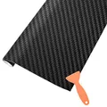 AOBETAK Carbon Autofolie Matt Schwarz mit Kunststoffschabern, 1500 x 300 mm Selbstklebend 3D Car Wrapping Blasenfrei Vinyl Folie, Carbonfolie Lackschutzfolien für Auto Motorrad DIY
