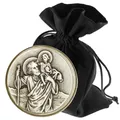 LUNEXUS Christopherus Auto Magnet Ø3,6 cm - Heiliger Christophorus Auto Plakette - gesegnet - Schutzpatron Autofahrer - Christopherus Auto Medaille - Schutzengel Auto Magnet - Auto Glücksbringer