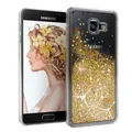 Für Samsung Galaxy A3 (2016) Glitzer Hülle Flüssig Silikon Case Handy Cover Gold
