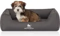 Knuffelwuff Orthopädisches Wasserabweisendes Hundebett Leon aus Velours mit Handwebcharakter M-L 85 x 63cm Anthrazit