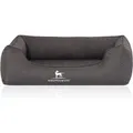 Knuffelwuff Hundebett Leon Orthopädisch Wasserabweisend Velours M-L 85 x 63cm Anthrazit