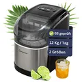 Sommertal Eiswürfelmaschine EM12C - Note 1,3 Warentest, Ice Maker mit schneller Eisherstellung ab 6 Minuten, 12kg pro Tag, 2 Würfelgrößen, mit Schaufel & Entnahmekorb - Eiswürfelbereiter