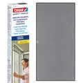 tesa Insect Stop Anklips-Rahmen Fliegengitter für Fenster - für bodentiefe PVC-Fenster - zuschneidbarer Rahmen, Netz aus Fiberglas, Selbstklebende Halte-Klips - 1,2 x 2,4 m - Anthrazit (Durchsichtig)
