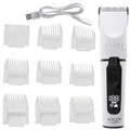 ADLER EUROPE AD 2839 Haarschneidemaschine - LED-Anzeige, IPX 6 wasserdicht, 2000mAh Akku, USB-Aufladung, Titankopf mit Keramikklinge, Turbo-Modus, 6 Kammaufsätze, Silber/Schwarz