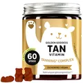 Golden Goddess Tanning Gummies - Bräunungsbooster & Sonnenschutz - Lutein, Astaxanthin, Vitamin C, E, Beta-Carotin, Calcium & Kupfer - 60 Stück (1 Monat) - Zuckerfrei, Vegan - Bears with Benefits​