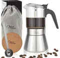 Milu Espressokocher, Edelstahl, Glas, Mokkakanne, 200ml, Induktion geeignet