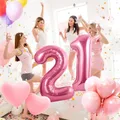 Geburtstag zahlen luftballon 21 jahre | Folienballon Rosa- Folienballon in 40"-101cm Geburtstagsdeko - Ballon Zahl Deko zum Geburtstag fliegt mit Helium für Mann Frauen 21.Geburtstags