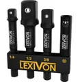 LEXIVON Impact Stecknuss Adapter bit & Magnetic bithalter Set | 4 Stück of 1/4-Inch Hex Shank Extension auf 1/4", 3/8", and 1/2" Drive (6.35 | 9.5 | 12.7mm)