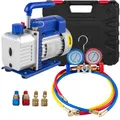 VEVOR 4 CFM Vakuumpumpe 220 V 50 Hz Klimaanlage Unterdruckpumpe Vakuumgeräte Pumpe 1720 U Refrigerant Vacuum Pump, Vakuumgeräte Verteiler-Manometer-Set für Klimaanlage Kfz-Kühlsystemen