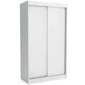 Brent - Kleiderschrank Schiebetüren Emily, Schlafzimmerschrank mit 1 Kleiderstange und Einlegeböden für Kleidung, 100x215x60 cm, Weiß - Weiß