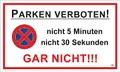 Parken verboten! 150 x 250 mm Warn- Hinweis- und Verbotsschild PST-Kunststoff