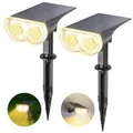 Linkind LED Solarlampen StarRay, Dusk to Dawn Licht Sensorik Solarleuchte, IP65 wasserdicht Außenwandleuchte, 800lm 3000K Warmweiß Solar Wegbeleuchtung Strahler für Garage Eingang, 2 Stück