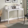 Schreibtisch MILANO mit 4 Schubladen und 1 Fach weiß aus Massivholz, robuste Verarbeitung PC-Tisch mit Stauraum für Büro und Home-Office