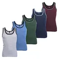 MT Herren Melange Tank-Top (5er Pack) Baumwoll Feinripp Unterhemden ärmellos - Mix mit Grün und Rot 8 (XXL)