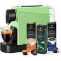 Tchibo Cafissimo „Pure plus“ Kaffeemaschine Kapselmaschine inkl. 30 Kapseln für Caffè Crema, Espresso und Kaffee, 0,8l, 1250 Watt, 11,9 x 33,... - Grün