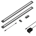 ledscom.de 2er Set LED Unterbau-Leuchte SIRIS schwarz matt mit Touch-Dimmer, flach, je 50cm, je 531lm, warmweiß