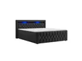 JUSKYS Boxspringbett Leona Samt (180 x 200 cm, Schwarz)