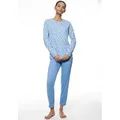Mey Schlafanzug Flower Meadow (2 tlg) Baumwolle, floral, bequem, klassisch, Rundhals-Ausschnitt blau XL (44)