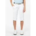 Fresh Made Caprihose Damen Caprihose Sommerhose mit buntem Gürtel Capri kurze Hose Sommerfarben weiß XL