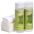 KERALUX 4-teiliges Pflegeset P für pigmentierte Glattleder, 200 ml Reiniger, 200 ml Pflege, Schwamm, Tuch. Mit Imprägnierung und Lichtschutz