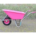 TRUTZHOLM Pinke Schubkarre 100 Liter | 250 kg mit Kunststoffmulde | rostfrei | verstärkt | stabil