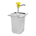 Gastro Inox Dosierspender mit Druckknopfbedienung, 3 Liter 503.106 , Maße (B x H x T): 165 x 320 x 180 mm, gelber Druckknopf