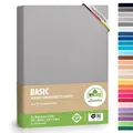 leevitex Jersey Spannbettlaken 200x220 cm – 100% Baumwolle, Steghöhe 40 cm, Spannbetttuch für Boxspringbett & Wasserbett, Oeko-TEX Standard 100, Grau