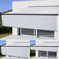 Elektrische Vollkassetten-Markise T124, 4,5x3m ausfahrbarer Volant Acryl Creme, anthrazit