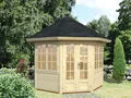 Gartenpavillon Holz 28mm VERONICA m.2Fenster 289x289cm 28mm Wände 6-Eck Pavillon