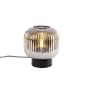 Qazqa Tischleuchte Karel, Dimmbar, LED wechselbar, Extra-Warmweiß, QAZQA Tisch­leuchte, e27, Schwarz, Glas, Art Deco