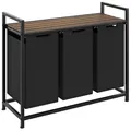 Wäschesortierer mit Ablage, Industrial Style Wäschekorb schwarz/braun B-Ware