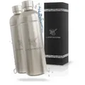 Luckymoose® Infinity Flasche 1,25L für Aarke Carbonator 3, Philips GoZero & Brita SodaOne Wassersprudler - Spülmaschinenfeste Edelstahlflasche - Silber