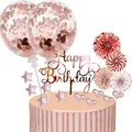 17 Stück Tortendeko Geburtstagstorte Glitter Cake Topper Rose Gold Cupcake