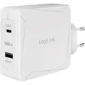 LogiLink USB-Steckdosenadapter, 1x USB-C (PD) & 1x USB-A, GaN, 100 W (100 W) (PA0281)