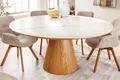 riess-ambiente Esstisch UNIQUE 120cm weiß / natur · runder Küchentisch mit Keramik-Platte (Einzelartikel, 1-St), 4 Personen · Säulenfuß · Eiche-Echtholzfurnier · Marmor-Design