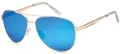 styleBREAKER polarisierte Flieger Sonnenbrille, Pilotenbrille mit Federscharnier, Etui und Putztuch, Unisex 09020046, Farbe:Gestell Hellgold/Glas Blau-Lila verspiegelt