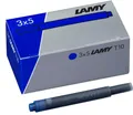 3 LAMY Großraum-Tintenpatronen T10, blau löschbar, 15er Pack