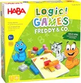 HABA Logic! Games – Freddy & Co. – Knobelspiel für Kinder ab 5 Jahren mit 60 Aufgaben – Rätselspaß aus Holz für kreatives Denken, Solo-Spiel – 1306815001