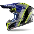 Airoh Aviator 3 Hima Motocross Helm, blau-gelb, Größe M für Männer