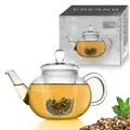 Creano Teekanne aus Glas 0,8l - Glasteekanne mit Glas-Sieb und Deckel