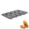 Westmark Baguette Backform, Für 4 Baguettes oder Hot Dog - Brötchen, Länge: je 17 cm, Stahl, antihaft-beschichtet, Mini, Anthrazit, 32722260