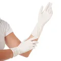 Franz Mensch Hygostar Nitrilhandschuhe Safe Long | Latex- und puderfrei, weiß, 10/XL, 30cm, 100 Stück, Einweghandschuhe, extra lang und robust, langer Schaft