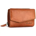 Benthill Damen Geldbörse Echt Leder - Portemonnaie mit RFID Schutz - Portmonee viele Kartenfächer - Echtleder Vintage Damenbörse inkl. Geschenkbox, Farbe:Braun