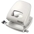 Leitz Büro Locher aus Metall, Für 30 Blatt, Anschlagschiene mit Formatangaben, Ergonomisches Design, Arktik weiß, Style Serie, 50066004