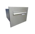 Letterbox24 Briefkasten B-24 XXL Edelstahl Mauerdurchwurf Briefkasten (1 Klingeltaster), mit Namensschild und Klingel