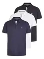TOM TAILOR Poloshirt Herren Kurzarm Baumwolle Regular Fit 3er Set-Pack Shirt Sommer Basic Einfarbig, Größe:S, Farbe:Obsidian Black (28992)