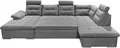 ED EXCITING DESIGN Wohnlandschaft Jakarta U-Form mit Bettfunktion, Bettkasten, Armteilverstellung, Kopfstützen & 3 Nierenkissen