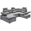 ed exciting design Wohnlandschaft, Grau, Textil, 7-Sitzer, U-Form, 218x104x324 cm, Wohnzimmer, Sofas & Couches, Wohnlandschaften, Wohnlandschaften in U-Form